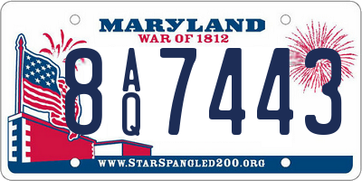 MD license plate 8AQ7443