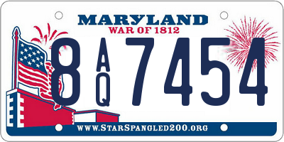 MD license plate 8AQ7454