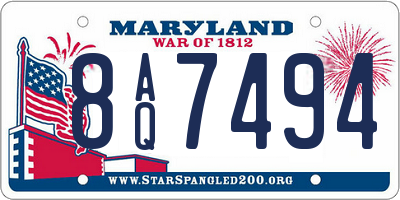 MD license plate 8AQ7494