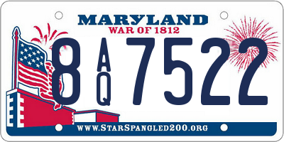 MD license plate 8AQ7522