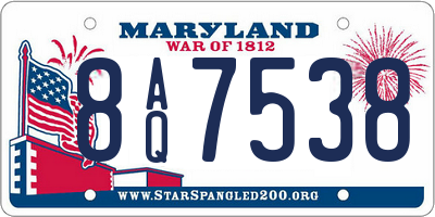 MD license plate 8AQ7538