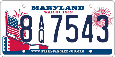 MD license plate 8AQ7543