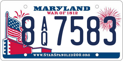 MD license plate 8AQ7583