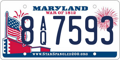 MD license plate 8AQ7593