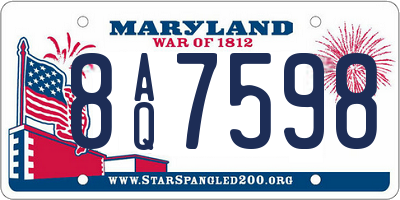 MD license plate 8AQ7598