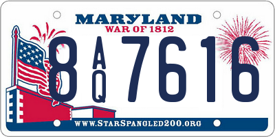 MD license plate 8AQ7616