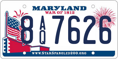 MD license plate 8AQ7626