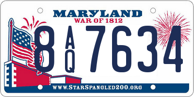 MD license plate 8AQ7634