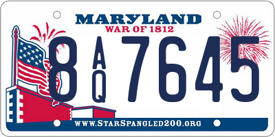 MD license plate 8AQ7645