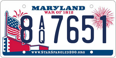 MD license plate 8AQ7651