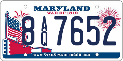 MD license plate 8AQ7652
