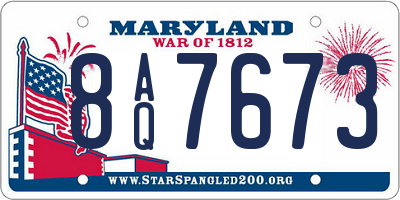 MD license plate 8AQ7673
