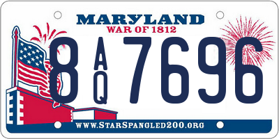 MD license plate 8AQ7696