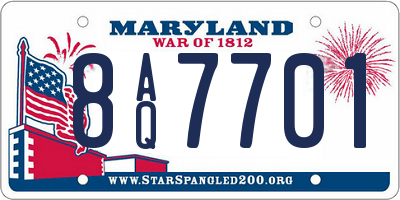 MD license plate 8AQ7701