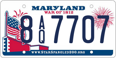 MD license plate 8AQ7707
