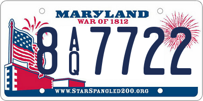 MD license plate 8AQ7722