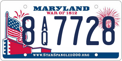 MD license plate 8AQ7728