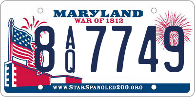 MD license plate 8AQ7749