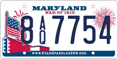 MD license plate 8AQ7754