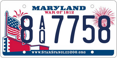 MD license plate 8AQ7758