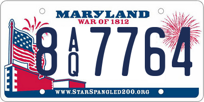 MD license plate 8AQ7764