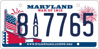 MD license plate 8AQ7765
