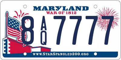 MD license plate 8AQ7777