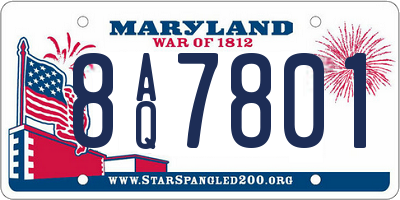 MD license plate 8AQ7801