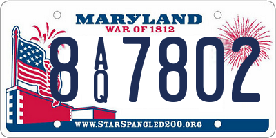 MD license plate 8AQ7802