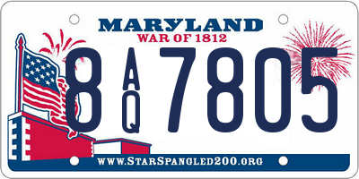 MD license plate 8AQ7805