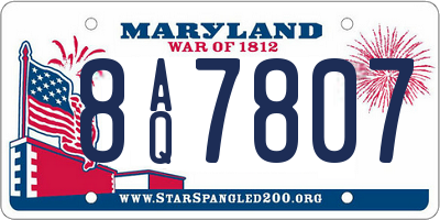 MD license plate 8AQ7807