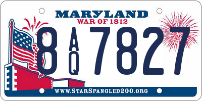 MD license plate 8AQ7827