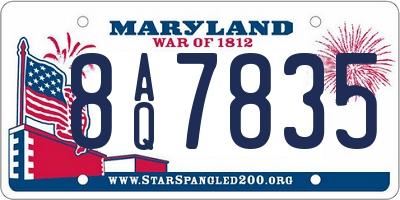 MD license plate 8AQ7835