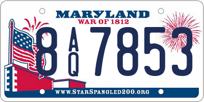 MD license plate 8AQ7853