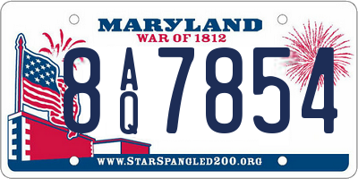 MD license plate 8AQ7854