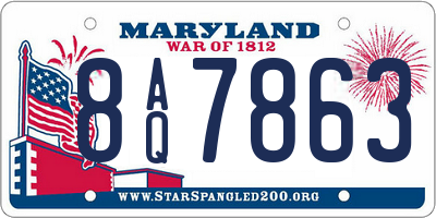 MD license plate 8AQ7863