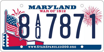 MD license plate 8AQ7871