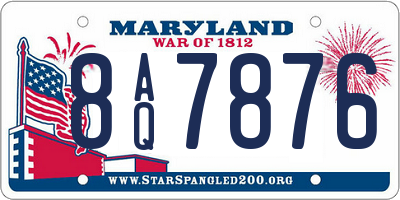 MD license plate 8AQ7876