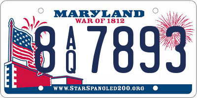 MD license plate 8AQ7893