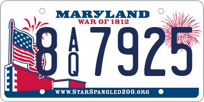 MD license plate 8AQ7925