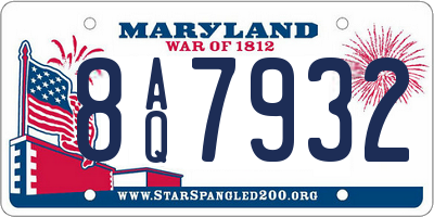 MD license plate 8AQ7932