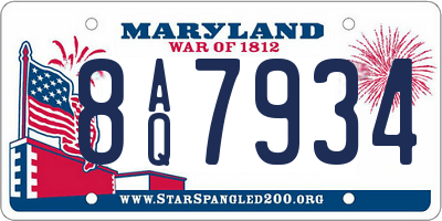 MD license plate 8AQ7934