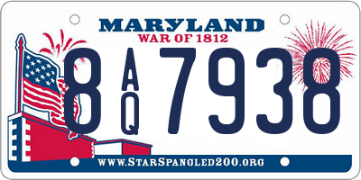 MD license plate 8AQ7938