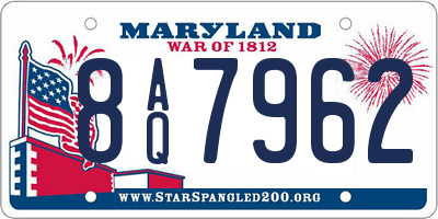MD license plate 8AQ7962
