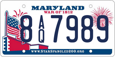 MD license plate 8AQ7989