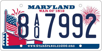 MD license plate 8AQ7992