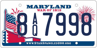 MD license plate 8AQ7998
