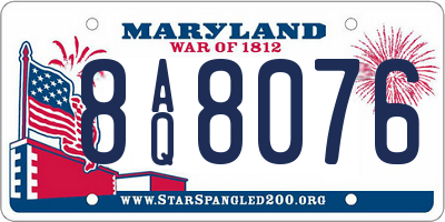 MD license plate 8AQ8076