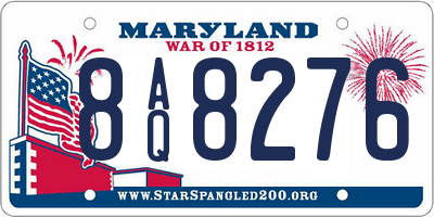 MD license plate 8AQ8276
