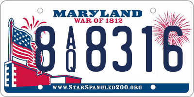 MD license plate 8AQ8316